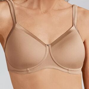 Amoena Lara‎ Satin 44214 Women's Padded Cup Bra Nude Adjustable Straps Size 34DD